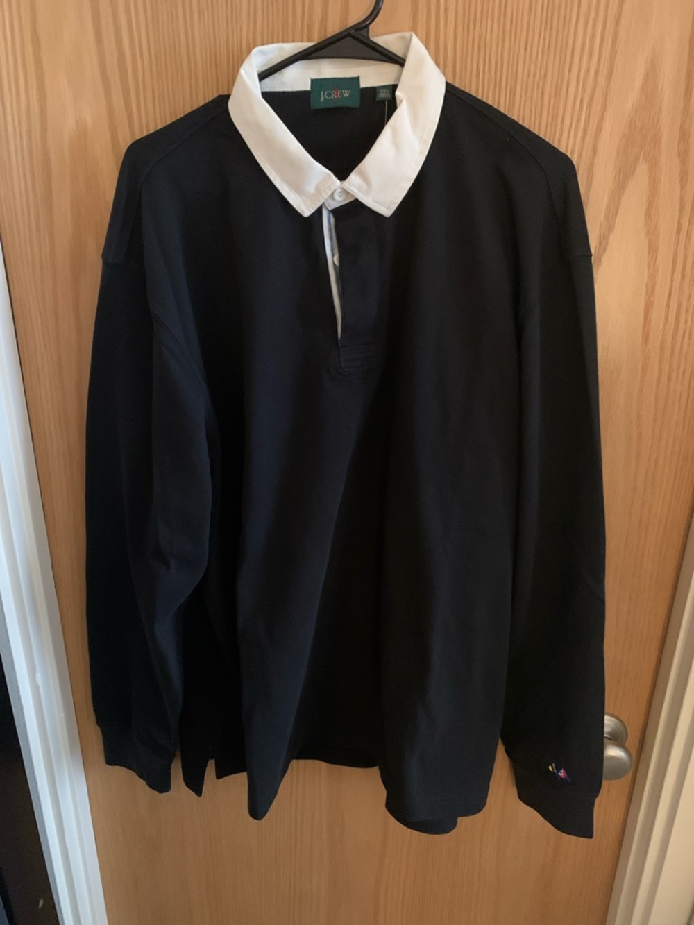 NWT Men’s Sz XXL J. Crew Black Rugby Shirt with White Collar